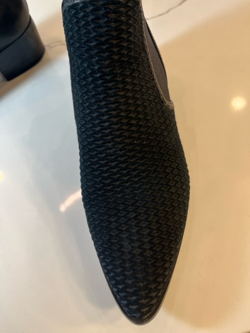 Donald J. Pliner Black Woven Leather Chelsea Ankle Boots - Picture 10 of 14
